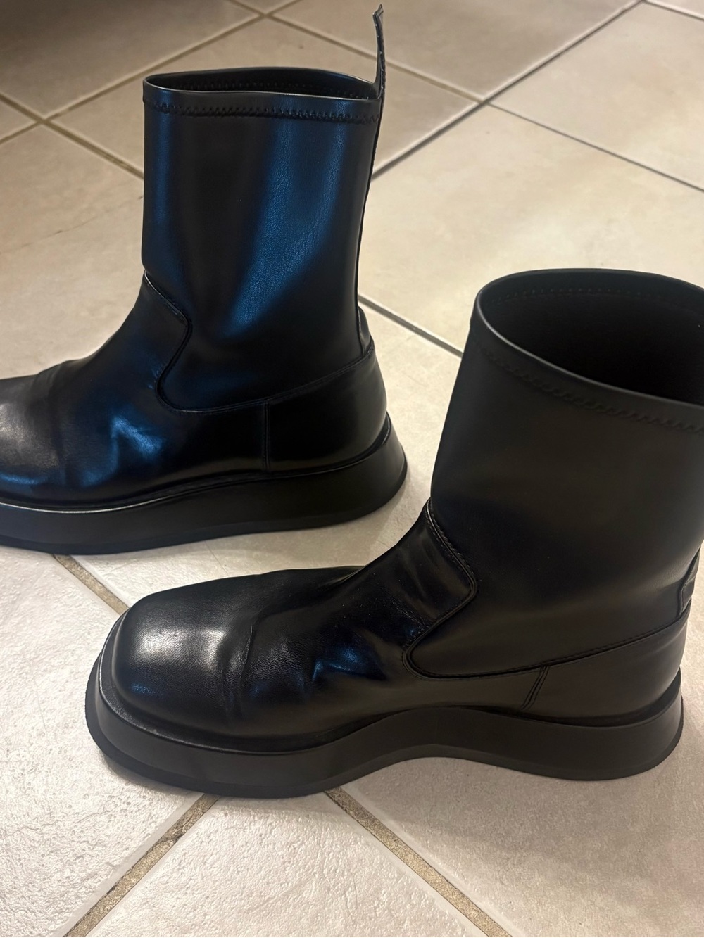 Gia Borghini Goth Leather Platform Boots 42